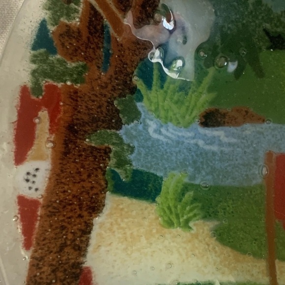 Peggy Karr Fused Glass Trinket Bowl Golf Green Flag Plate 8.25” Gift Collector - Picture 6 of 9